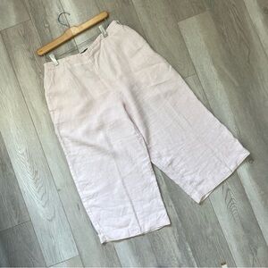 Oska Linen Pants crop short womens Pink (large) minimalist lagenlook natural